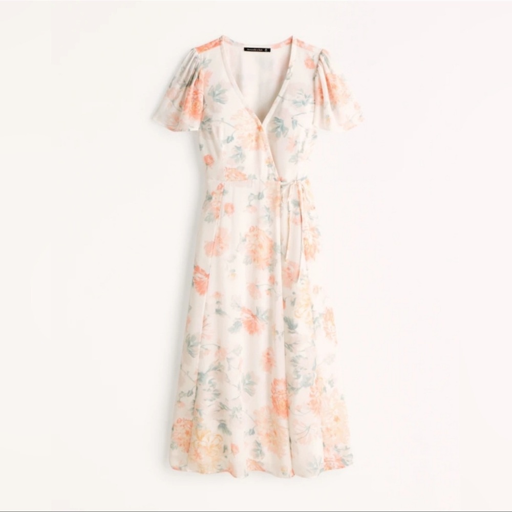 Abercrombie & Fitch Angel Sleeve Wrap Midi Dress